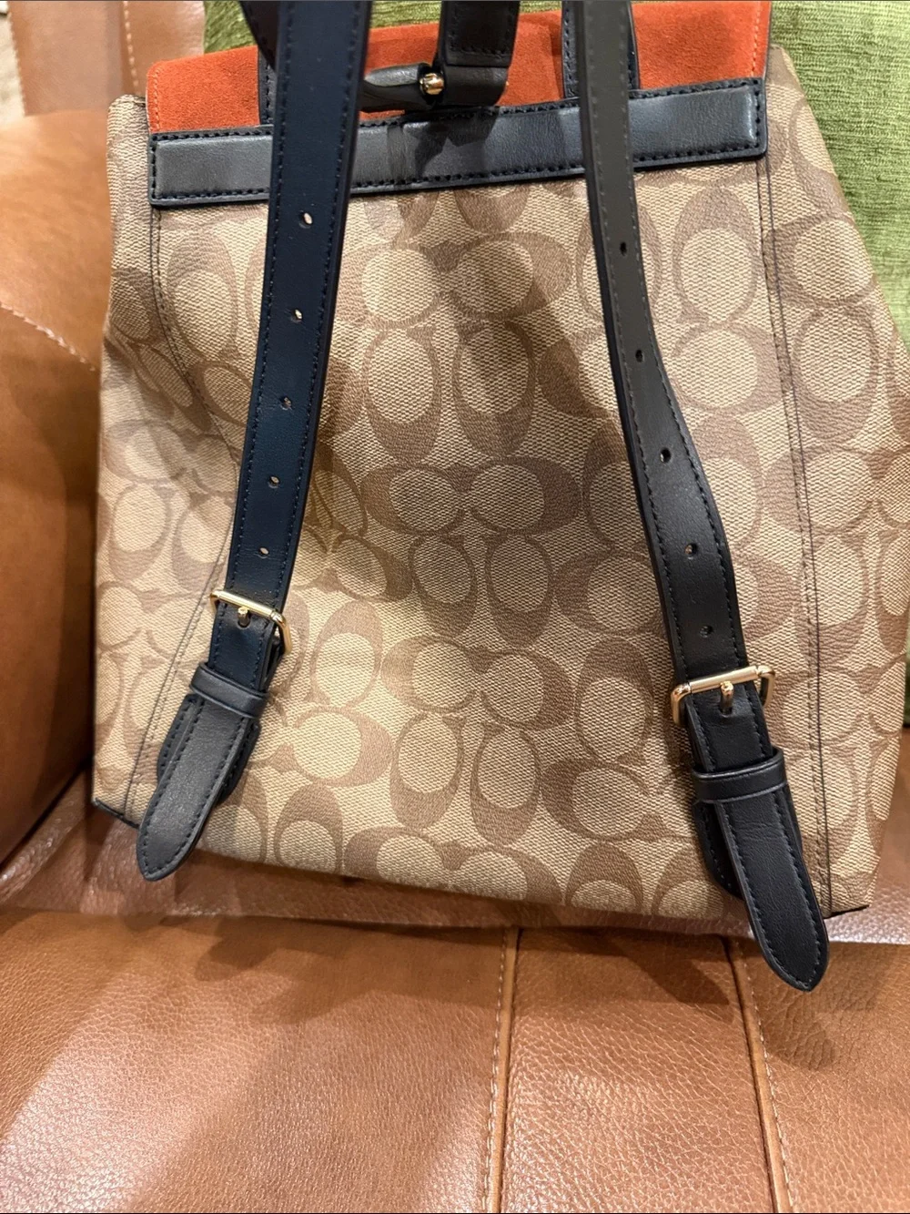 Coach Kleo Signature Canvas Backpack with Rust Suede Flap (2022)